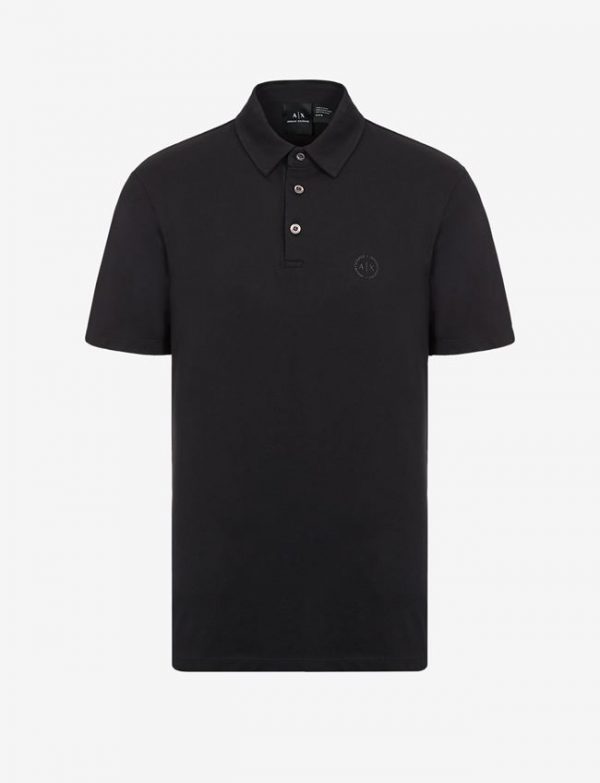 ARMANI EXCHANGE-Polo in piquet di cotone stretch Nera