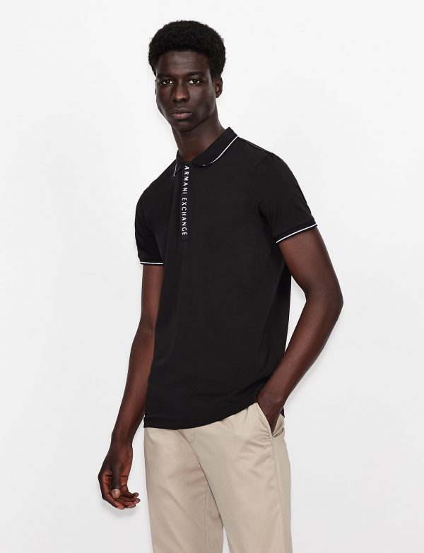 ARMANI EXCHANGE – Polo Uomo in Jersey di Cotone Stretch Nera