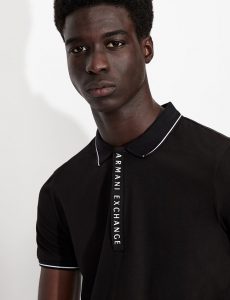 ARMANI EXCHANGE – Polo Uomo in Jersey di Cotone Stretch Nera