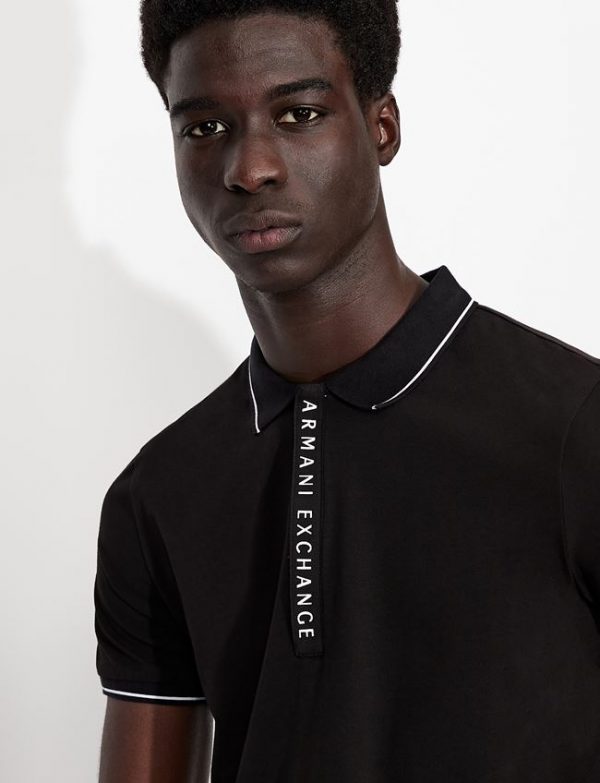 ARMANI EXCHANGE – Polo Uomo in Jersey di Cotone Stretch Nera