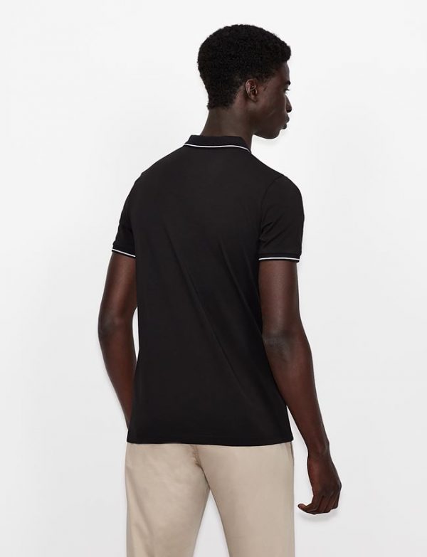 ARMANI EXCHANGE – Polo Uomo in Jersey di Cotone Stretch Nera