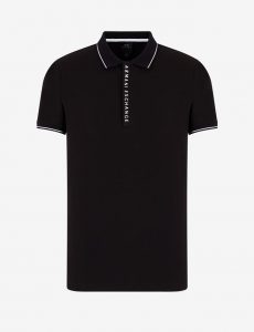 ARMANI EXCHANGE – Polo Uomo in Jersey di Cotone Stretch Nera