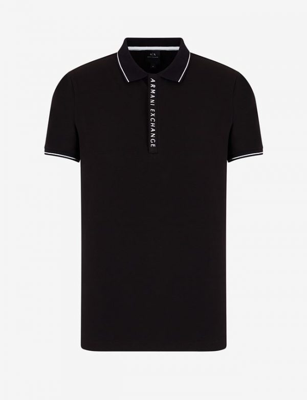 ARMANI EXCHANGE – Polo Uomo in Jersey di Cotone Stretch Nera
