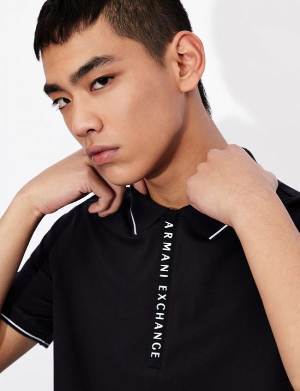ARMANI EXCHANGE – Polo Uomo in Jersey di Cotone Stretch Blu Navy