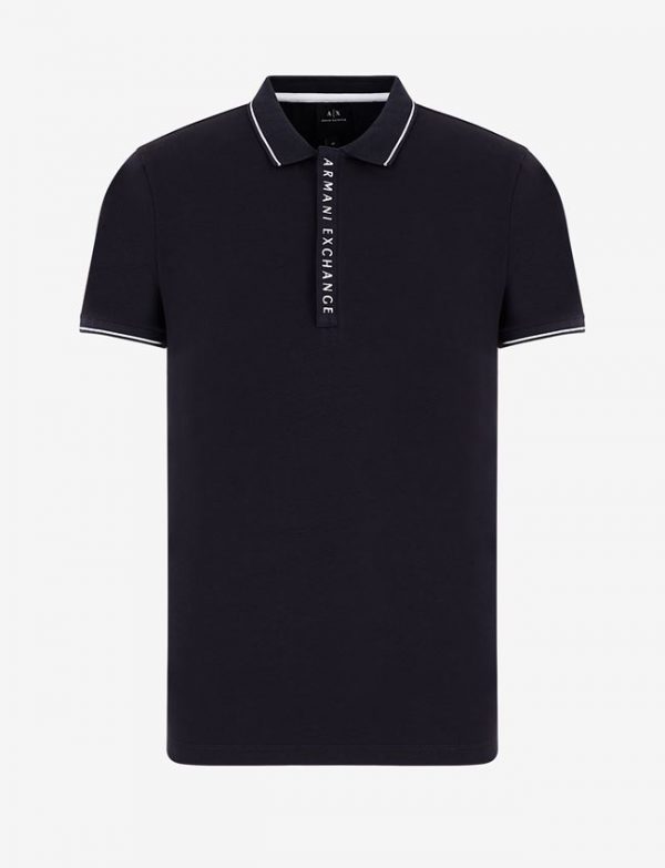 ARMANI EXCHANGE – Polo Uomo in Jersey di Cotone Stretch Blu Navy