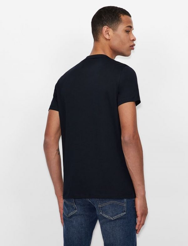 ARMANI EXCHANGE-T-shirt  Blue Navy slim fit in cotone
