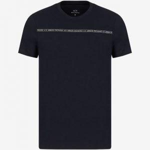 ARMANI EXCHANGE-T-shirt  Blue Navy slim fit in cotone