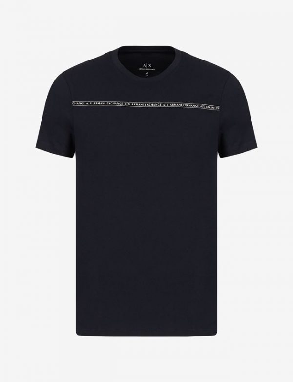 ARMANI EXCHANGE-T-shirt  Blue Navy slim fit in cotone