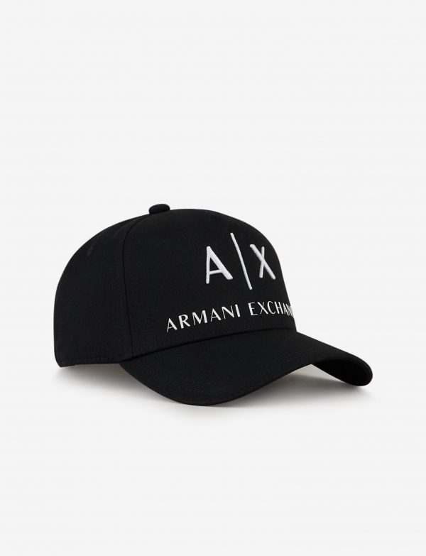 ARMANI EXCHANGE-Cappello in cotone con visiera Nero