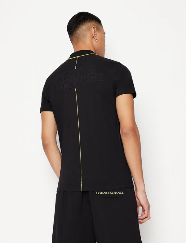 ARMANI EXCHANGE-POLO A MANICHE CORTE CON ZIP NERA