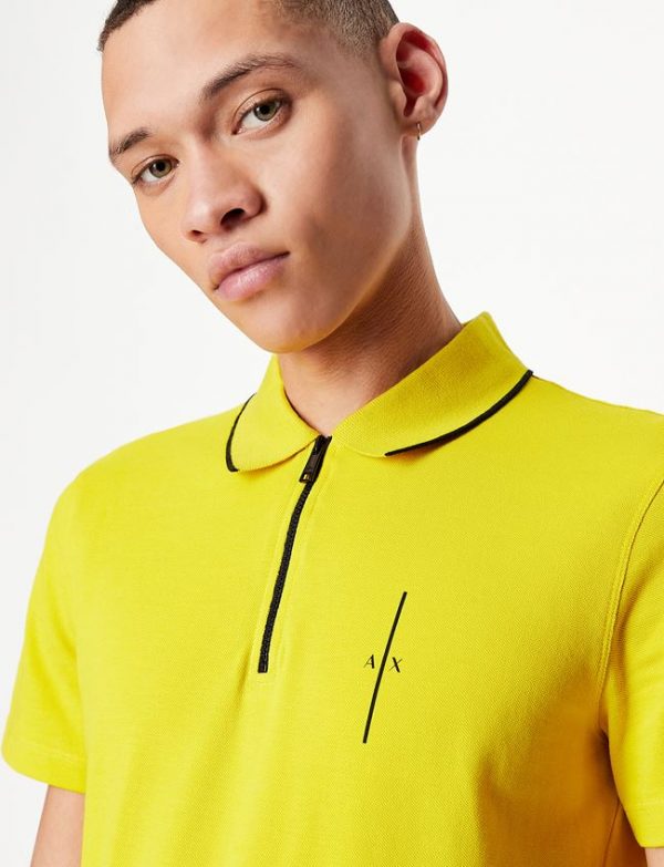 ARMANI EXCHANGE-POLO A MANICHE CORTE CON ZIP GIALLA