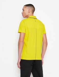 ARMANI EXCHANGE-POLO A MANICHE CORTE CON ZIP GIALLA