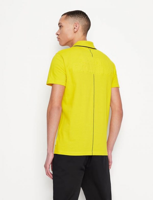 ARMANI EXCHANGE-POLO A MANICHE CORTE CON ZIP GIALLA