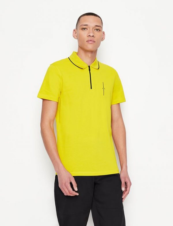 ARMANI EXCHANGE-POLO A MANICHE CORTE CON ZIP GIALLA