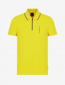 ARMANI EXCHANGE-POLO A MANICHE CORTE CON ZIP GIALLA