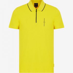 ARMANI EXCHANGE-POLO A MANICHE CORTE CON ZIP GIALLA