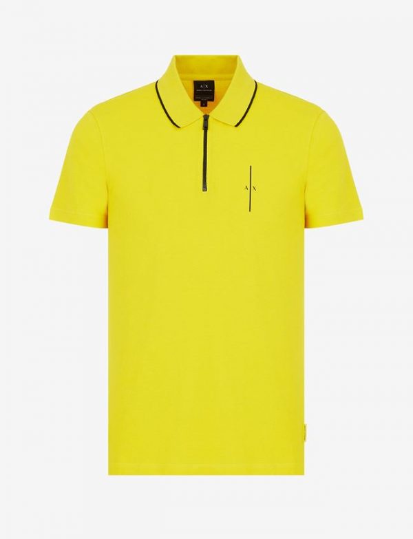 ARMANI EXCHANGE-POLO A MANICHE CORTE CON ZIP GIALLA