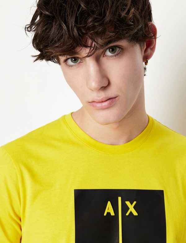 ARMANI EXCHANGE-T-shirt Gialla con stampa