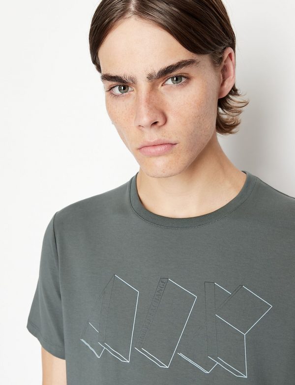 ARMANI EXCHANGE-T-SHIRT VERDE SCURO CON LOGO