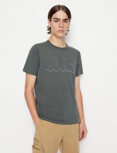 ARMANI EXCHANGE-T-SHIRT VERDE SCURO CON LOGO