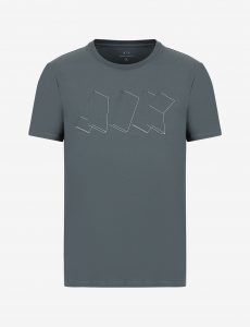 ARMANI EXCHANGE-T-SHIRT VERDE SCURO CON LOGO
