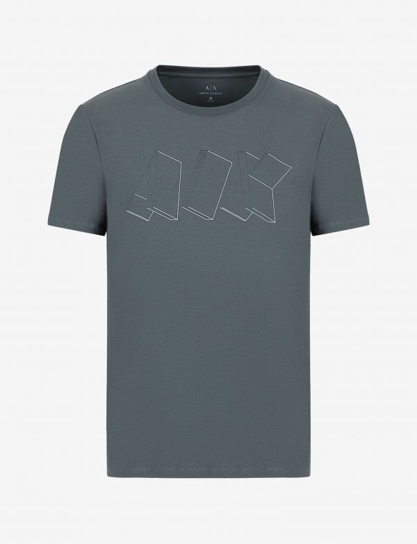 ARMANI EXCHANGE-T-SHIRT VERDE SCURO CON LOGO