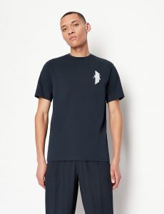 ARMANI EXCHANGE-T-shirt Blue Navy regular fit in jersey di cotone