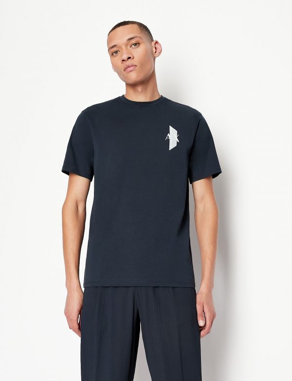 ARMANI EXCHANGE-T-shirt Blue Navy regular fit in jersey di cotone