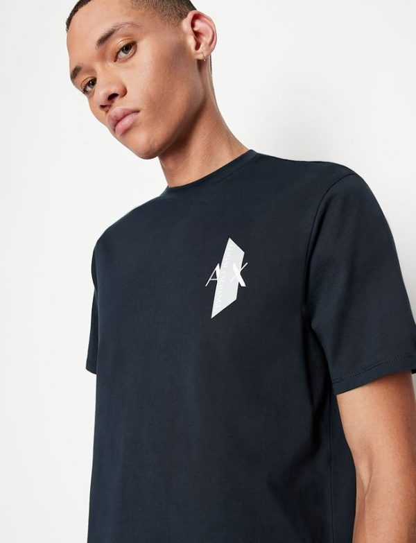 ARMANI EXCHANGE-T-shirt Blue Navy regular fit in jersey di cotone