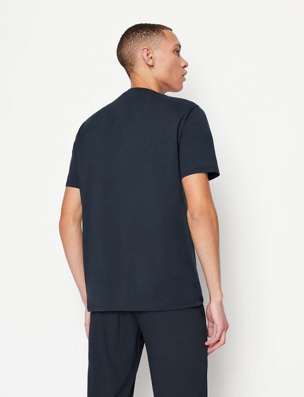 ARMANI EXCHANGE-T-shirt Blue Navy regular fit in jersey di cotone