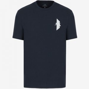 ARMANI EXCHANGE-T-shirt Blue Navy regular fit in jersey di cotone