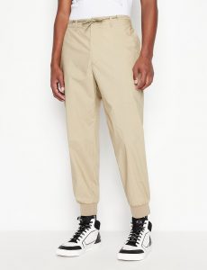 ARMANI EXCHANGE-Pantaloni sportivi in popeline di cotone Beige