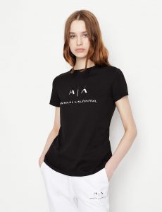 ARMANI EXCHANGE-T-shirt regular fit con logo Nera