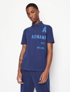ARMANI EXCHANGE-Polo in piquet di cotone organico stretch Blue
