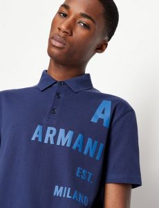 ARMANI EXCHANGE-Polo in piquet di cotone organico stretch Blue