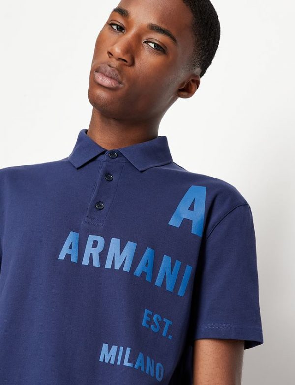 ARMANI EXCHANGE-Polo in piquet di cotone organico stretch Blue