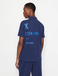 ARMANI EXCHANGE-Polo in piquet di cotone organico stretch Blue