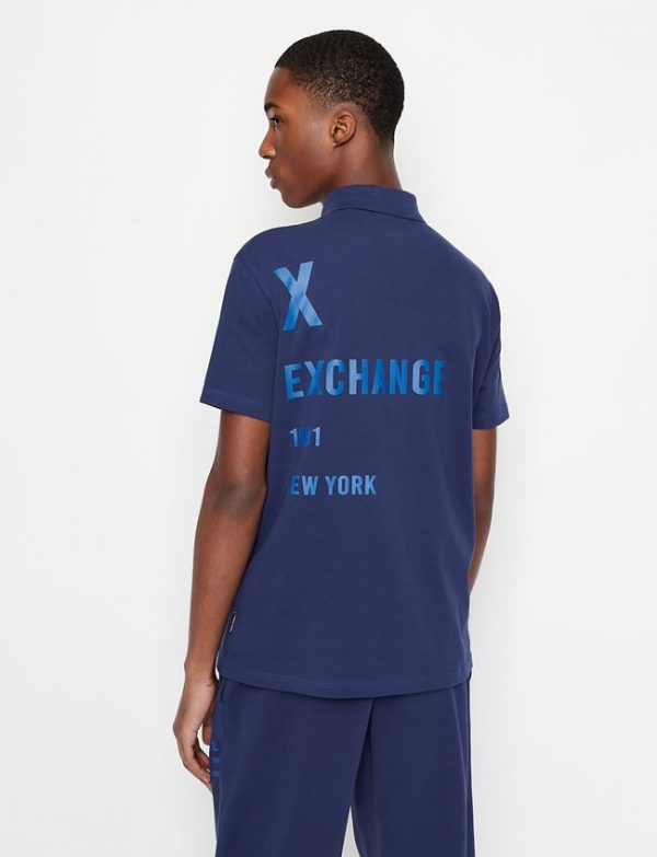 ARMANI EXCHANGE-Polo in piquet di cotone organico stretch Blue