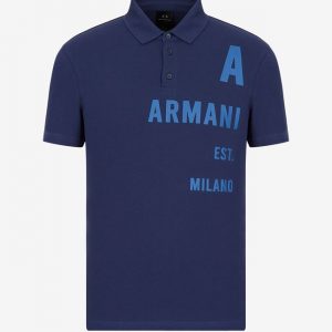 ARMANI EXCHANGE-Polo in piquet di cotone organico stretch Blue