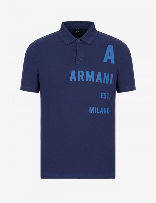ARMANI EXCHANGE-Polo in piquet di cotone organico stretch Blue