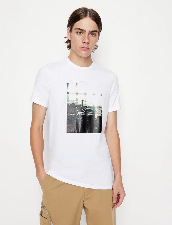 ARMANI EXCHANGE-T-SHIRT BIANCA CON STAMPA