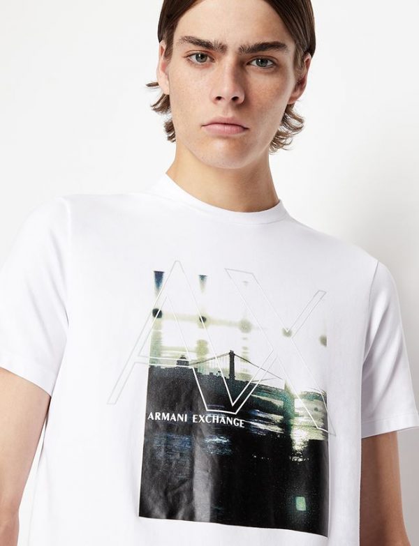 ARMANI EXCHANGE-T-SHIRT BIANCA CON STAMPA