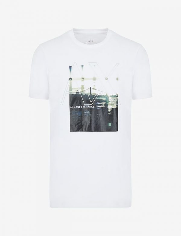 ARMANI EXCHANGE-T-SHIRT BIANCA CON STAMPA
