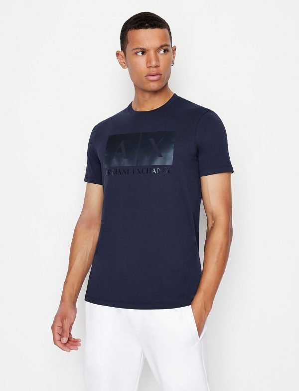 ARMANI EXCHANGE-T-SHIRT BLUE CON STAMPA