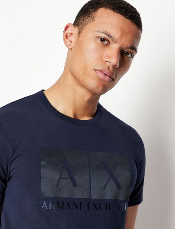 ARMANI EXCHANGE-T-SHIRT BLUE CON STAMPA