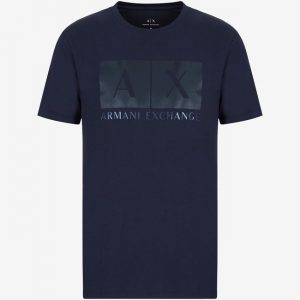 ARMANI EXCHANGE-T-SHIRT BLUE CON STAMPA
