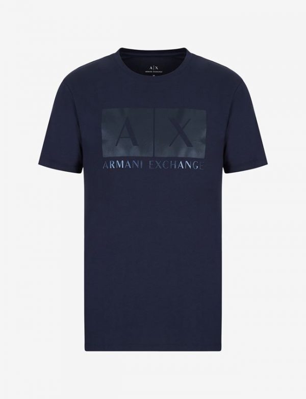 ARMANI EXCHANGE-T-SHIRT BLUE CON STAMPA