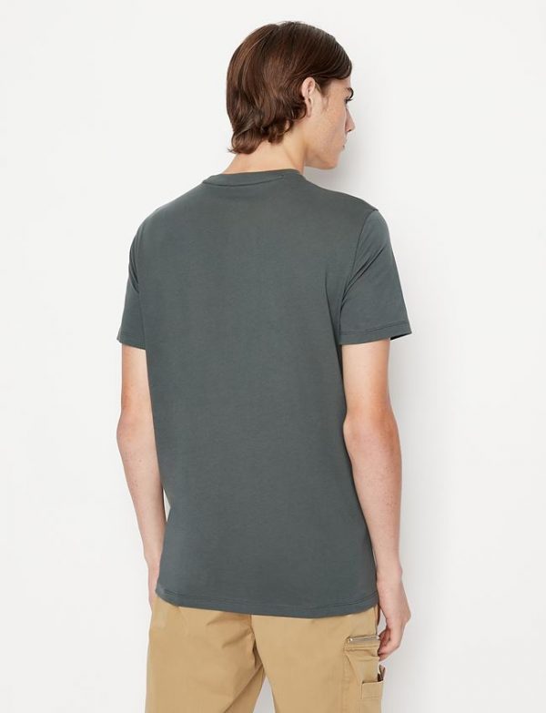 ARMANI EXCHANGE-T-SHIRT VERDE SCURO CON STAMPA
