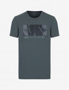 ARMANI EXCHANGE-T-SHIRT VERDE SCURO CON STAMPA