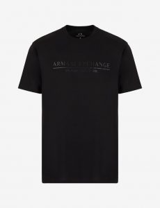 ARMANI EXCHANGE-T-shirt CON LOGO IN CONTRASTO di cotone mercerizzato NERA